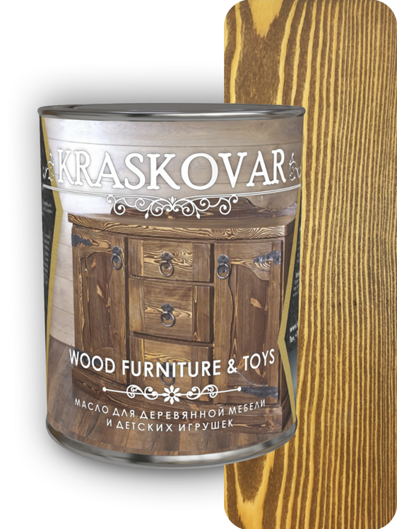 Масло Kraskovar Wood Furniture & Toys для мебели и детских игрушек Орех (0.75 л)