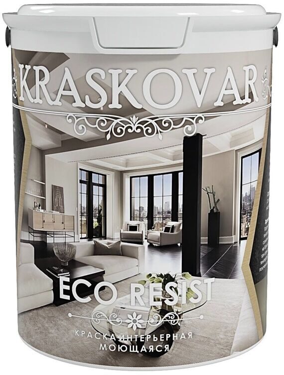 Краска интерьерная Kraskovar ECO RESIST влагостойкая, моющаяся База С (2 л)