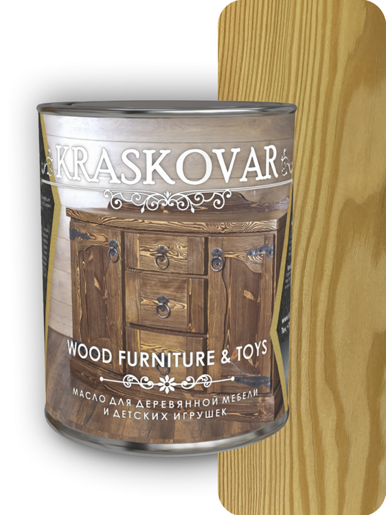 Масло Kraskovar Wood Furniture & Toys для мебели и детских игрушек Бесцветный (0.75 л)